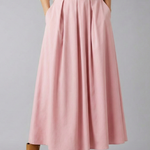 Women's High Waisted Pleated Maxi Skirt with Side Pockets & Side Zip – Floor-Length Skirt