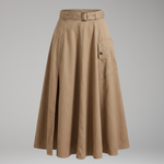 Women's A-Line Maxi Skirt with High Front Slit & Side Pockets – High Waisted Everyday Skirt
