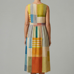 Women's Sleeveless Linen Blend Midi Dress with Round Neck – Relaxed Summer Day Dress