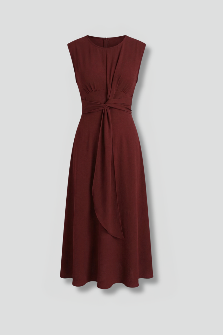Women's Sleeveless Round Neck Midi Dress – Simple Everyday Summer Dress for Work & Weekend