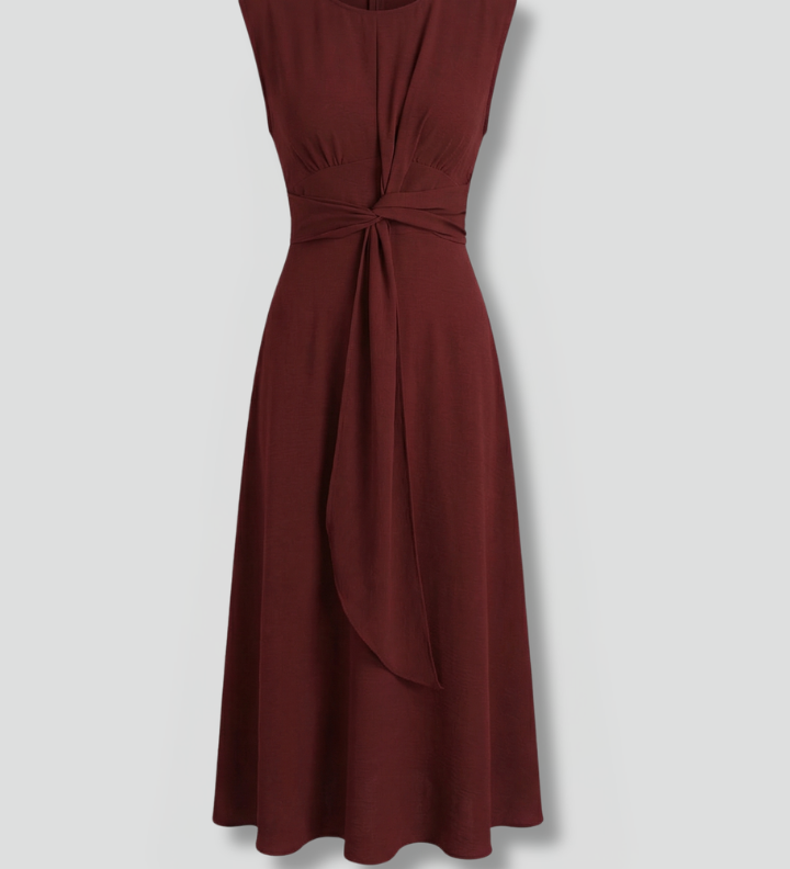 Women's Sleeveless Round Neck Midi Dress – Simple Everyday Summer Dress for Work & Weekend