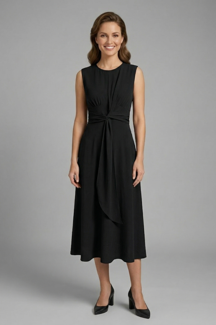 Women's Sleeveless Round Neck Midi Dress – Simple Everyday Summer Dress for Work & Weekend