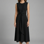 Women's Sleeveless Round Neck Midi Dress – Simple Everyday Summer Dress for Work & Weekend