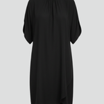 Women's Mock Neck Mini Dress with Slit Sleeves – Short Sleeve Straight Fit Dress