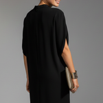 Women's Mock Neck Mini Dress with Slit Sleeves – Short Sleeve Straight Fit Dress
