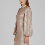 Women's Round Neck Long Sleeve Mini Dress with Textured Sleeves – Party & Evening Dress