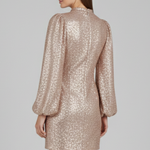Women's Round Neck Long Sleeve Mini Dress with Textured Sleeves – Party & Evening Dress