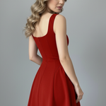 Women's Square Neck Sleeveless Mini Dress – Textured Flared Skirt Party Dress
