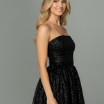 Women's Strapless Mini Dress with Fitted Embellished Bodice & Wrap Skirt – Party Dress