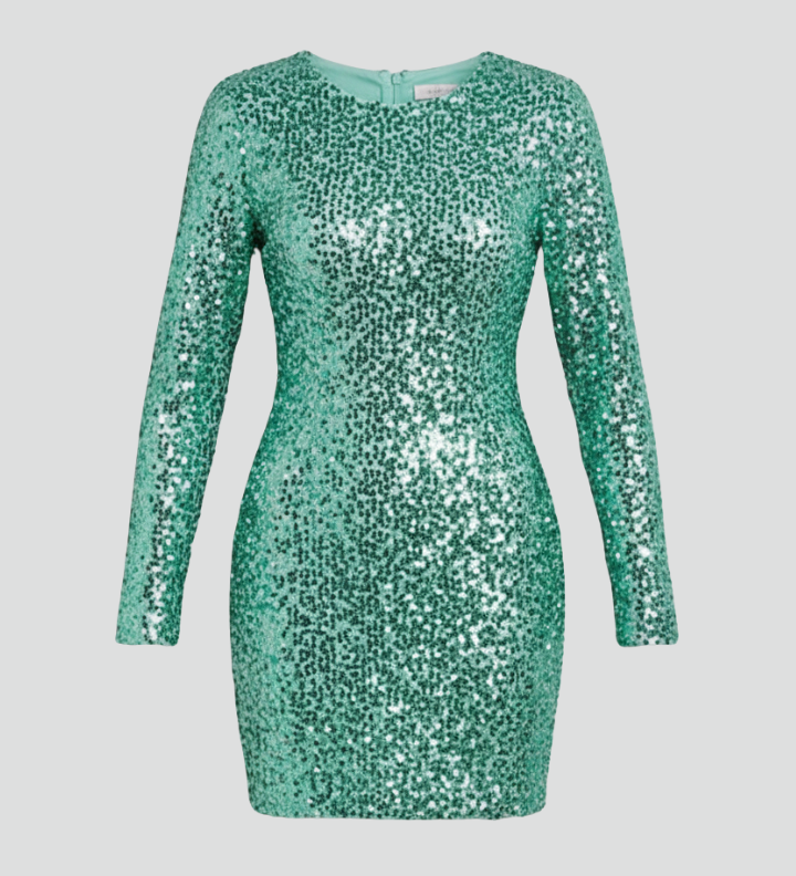 Women's Long Sleeve Mini Dress with Deep V-Neck & Open Back – Textured Bodycon Party Dress