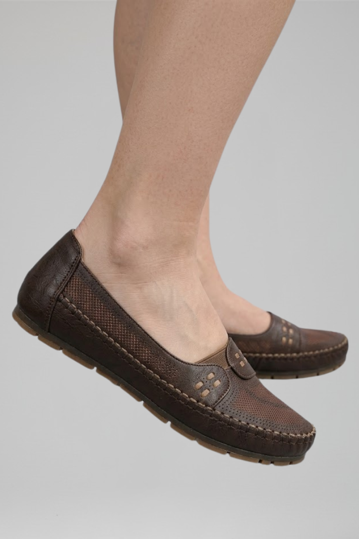Women's Slip-On Comfort Shoes with Perforated Upper & Cushioned Footbed – Everyday Walking