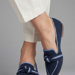 Women's Pointed Toe Slip-On Loafers with Knot Detail – Flat Textured Everyday Shoes