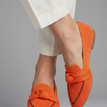 Women's Pointed Toe Slip-On Loafers with Knot Detail – Flat Textured Everyday Shoes