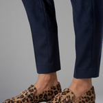 Women's Leopard Print Pointed Toe Loafers with Low Block Heel – Casual Slip-On Shoes