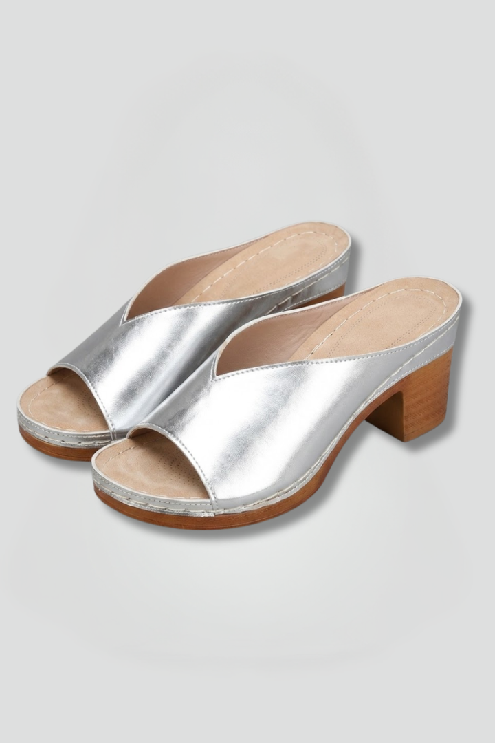 Women's Block Heel Platform Sandals with Wide Strap – Slip-On Comfort Sandals for Summer