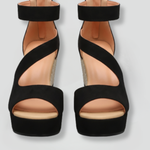 Women's Wedge Sandals with Ankle Strap & Back Zip – Open Toe Comfort Summer Sandals