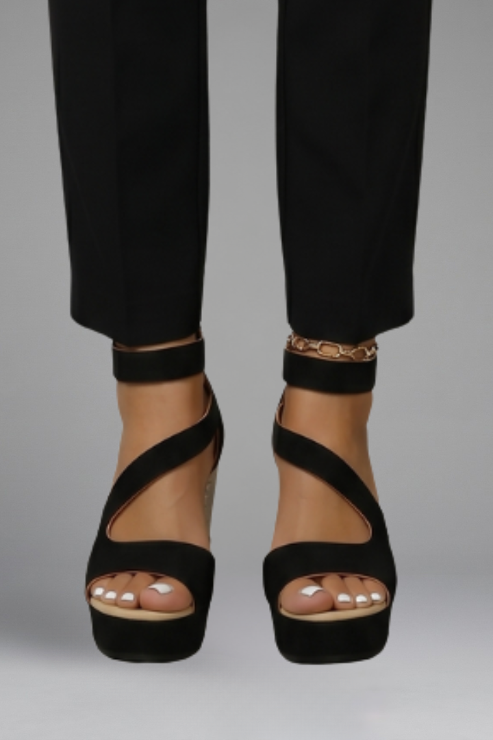 Women's Wedge Sandals with Ankle Strap & Back Zip – Open Toe Comfort Summer Sandals