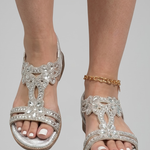 Women's Floral Embellished Flat Slingback Sandals – Comfort Boho Summer Sandals