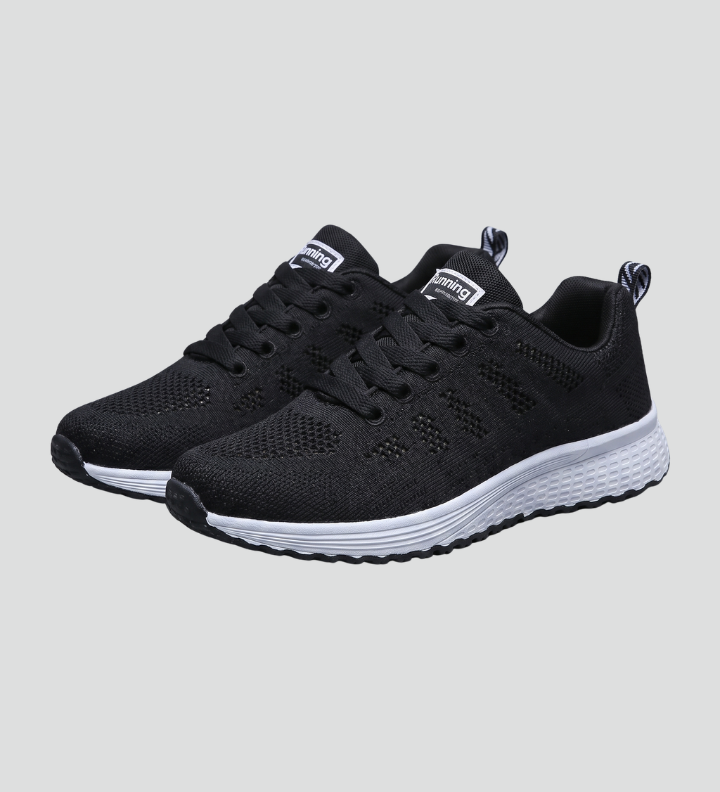 Women's Knit Mesh Lace-Up Walking Shoes with Cushioned Sole – Comfort Sneakers for Everyday Wear
