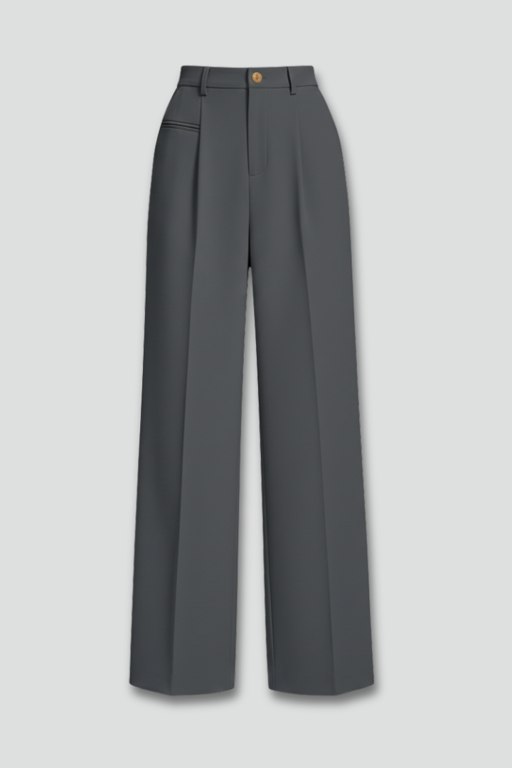 Women's Wide Leg Palazzo Pants with Front Pleats & Back Pockets – Smart Casual Work Pants