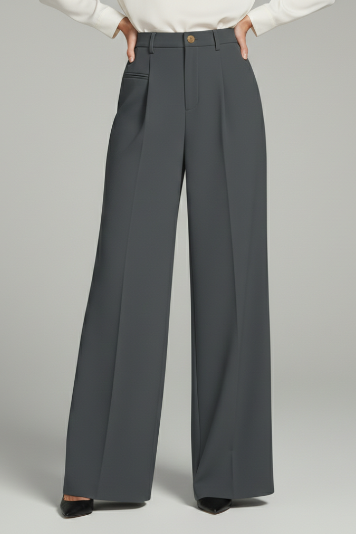 Women's Wide Leg Palazzo Pants with Front Pleats & Back Pockets – Smart Casual Work Pants