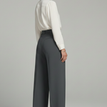 Women's Wide Leg Palazzo Pants with Front Pleats & Back Pockets – Smart Casual Work Pants