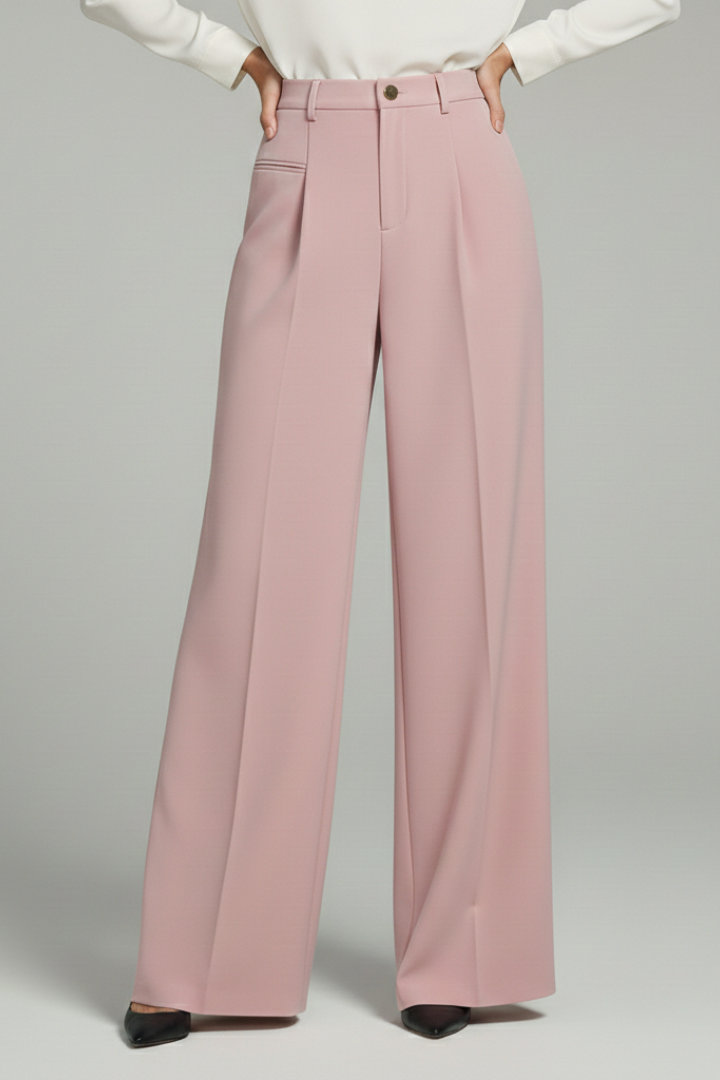 Women's Wide Leg Palazzo Pants with Front Pleats & Back Pockets – Smart Casual Work Pants