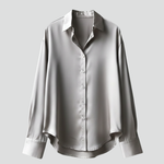 Women's Collared Button-Up Shirt with Long Sleeves – Classic Blouse for Work & Smart Casual