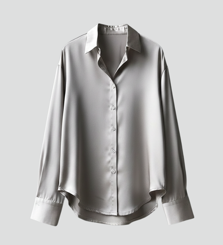 Women's Collared Button-Up Shirt with Long Sleeves – Classic Blouse for Work & Smart Casual