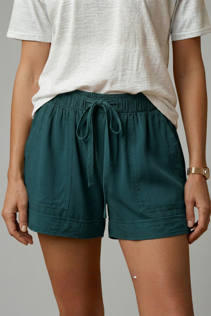 Women's Drawstring Relaxed Fit Shorts with Side Pockets – Casual Summer Shorts for Beach & Weekends