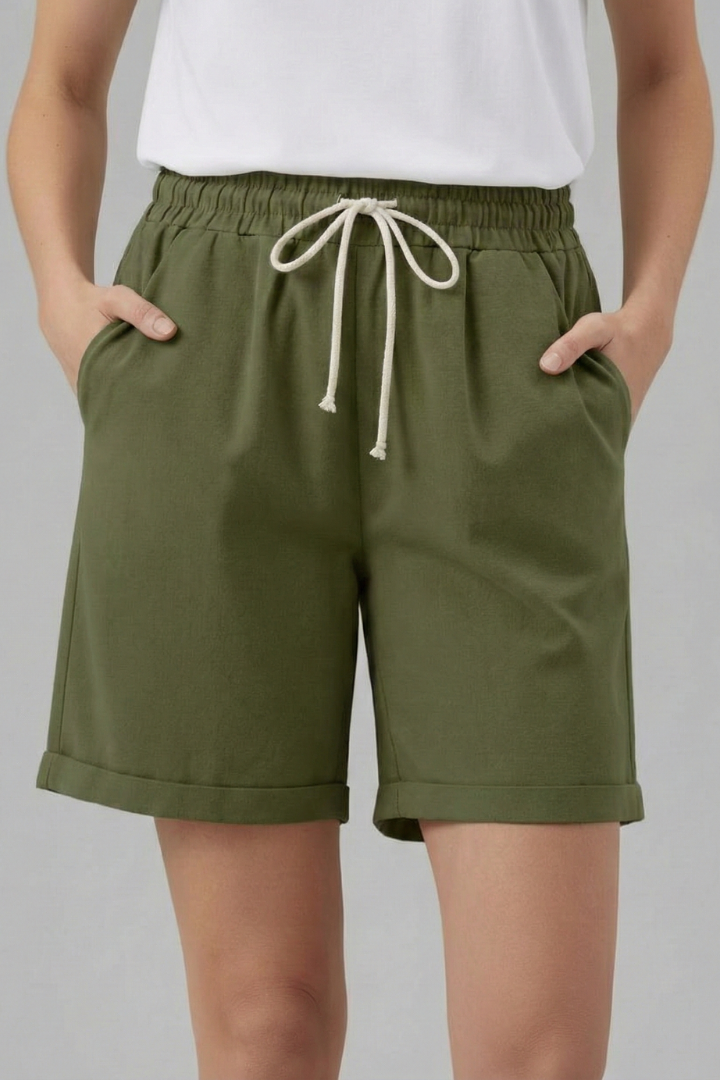 Women's Wide Leg Drawstring Shorts with Elastic Waist & Side Pockets – Casual Summer Shorts