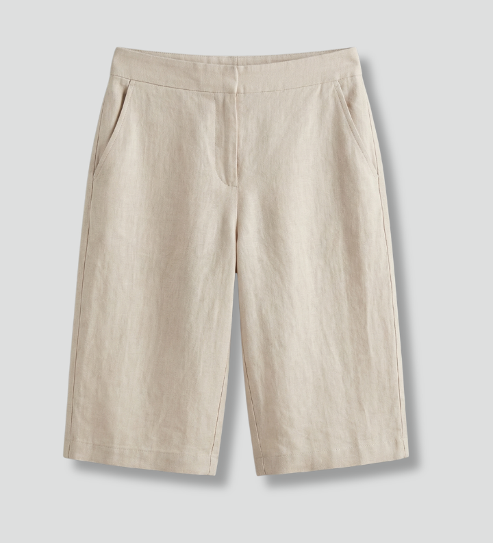 Women's Knee-Length Shorts with Elastic Drawstring Waist & Side Pockets – Casual Summer Shorts