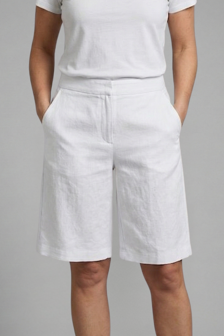 Women's Knee-Length Shorts with Elastic Drawstring Waist & Side Pockets – Casual Summer Shorts