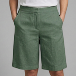 Women's Knee-Length Shorts with Elastic Drawstring Waist & Side Pockets – Casual Summer Shorts