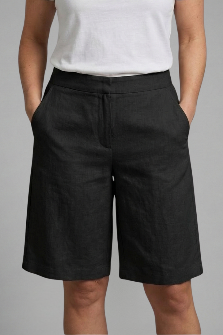 Women's Knee-Length Shorts with Elastic Drawstring Waist & Side Pockets – Casual Summer Shorts