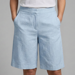 Women's Knee-Length Shorts with Elastic Drawstring Waist & Side Pockets – Casual Summer Shorts