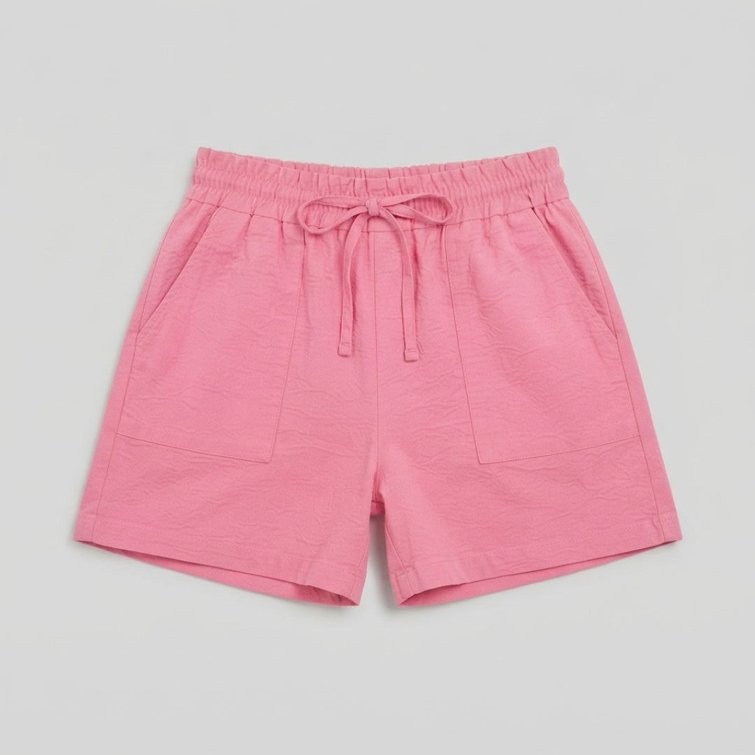 Women's High-Waist Shorts with Tie Belt & Side Pockets – Relaxed Summer Shorts