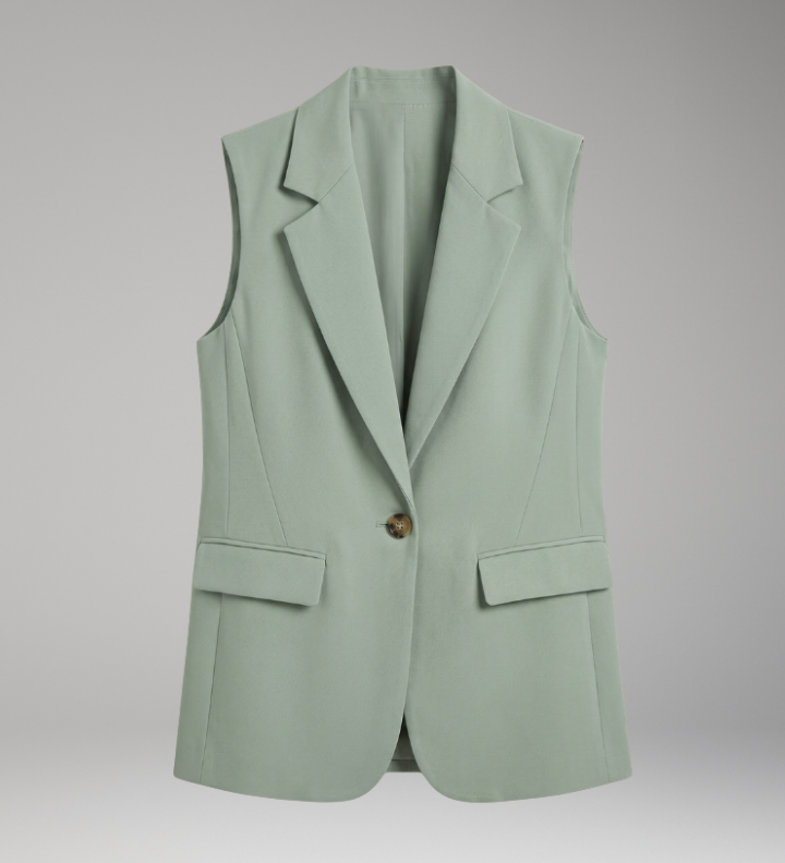 Women's Sleeveless Blazer Waistcoat with Notch Collar & Flap Pockets – Tailored Work Layer