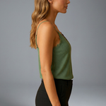 Women's Lace Trim V-Neck Sleeveless Top with Thin Straps – Lightweight Summer Cami
