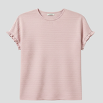 Women's Textured Round Neck T-Shirt – Short Sleeve Relaxed Casual Tee for Everyday Wear