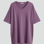 Women's V-Neck Short Sleeve T-Shirt – Loose Fit Dropped Shoulder Everyday Tee