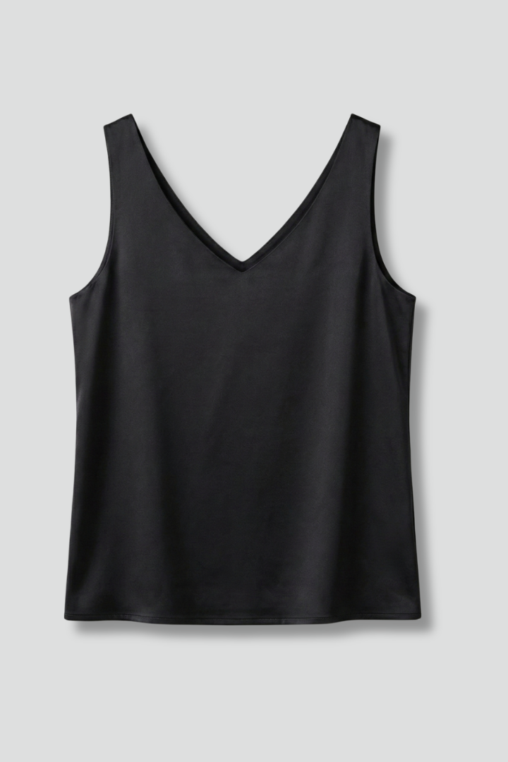 Women's Sleeveless V-Neck Tank Top – Straight-Cut Pull-On Summer Top for Everyday Wear