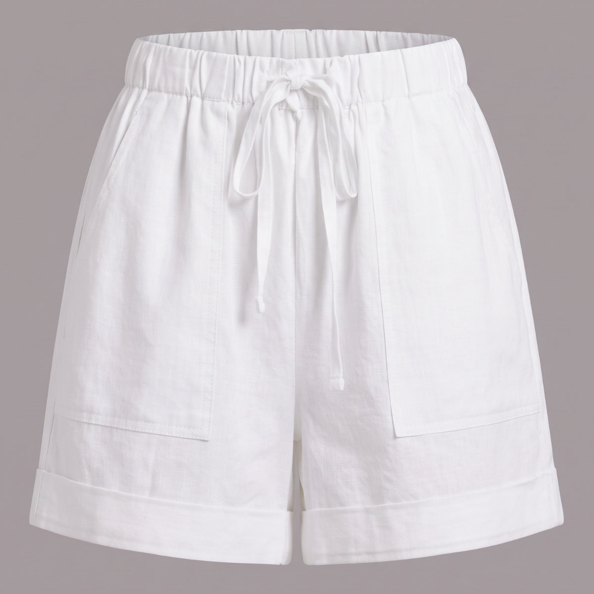 Women's Textured Drawstring Shorts with Patch Pockets – High Waist Relaxed Summer Shorts