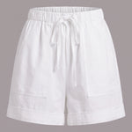 Women's Textured Drawstring Shorts with Patch Pockets – High Waist Relaxed Summer Shorts