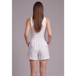 Women's Textured Drawstring Shorts with Patch Pockets – High Waist Relaxed Summer Shorts