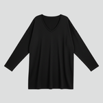 Women's V Neck Long Sleeve Top – Loose Fit Pull-On Everyday Top for Work & Weekend