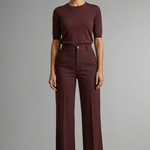 Women's High-Waist Straight Leg Pants – Pull-On Stretch Pants for Work & Smart Casual