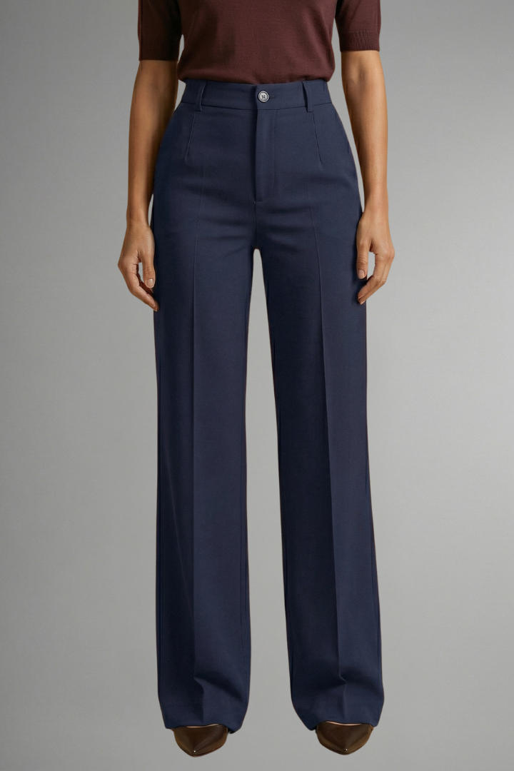 Women's High-Waist Straight Leg Pants – Pull-On Stretch Pants for Work & Smart Casual