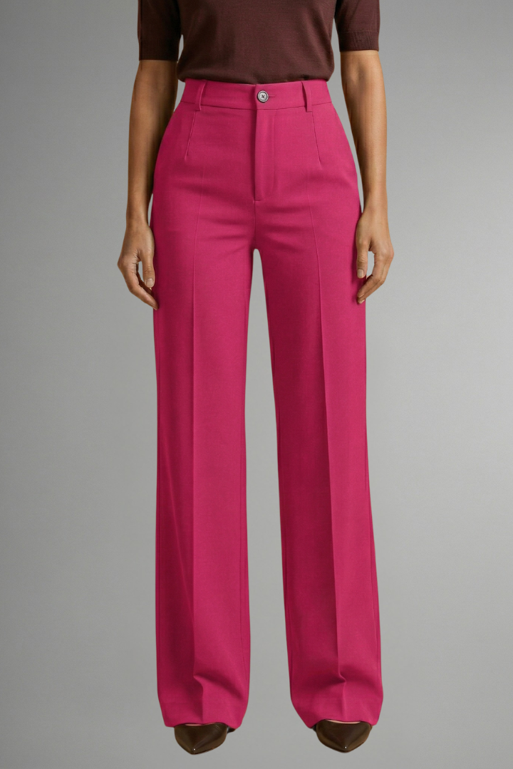 Women's High-Waist Straight Leg Pants – Pull-On Stretch Pants for Work & Smart Casual