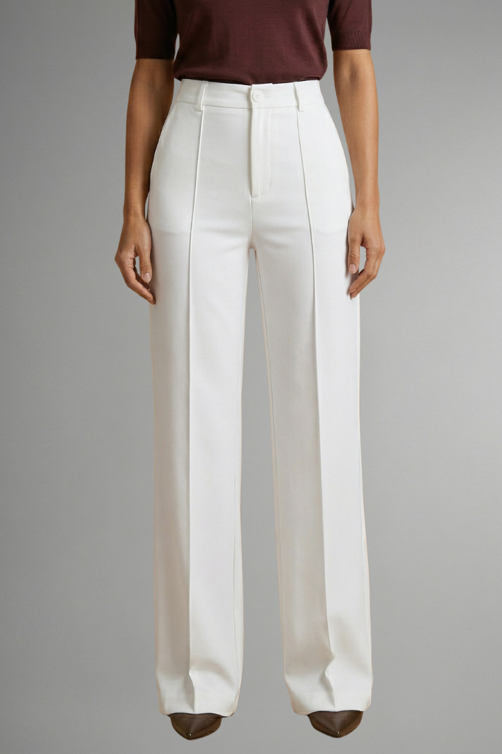 Women's High-Waist Straight Leg Pants – Pull-On Stretch Pants for Work & Smart Casual
